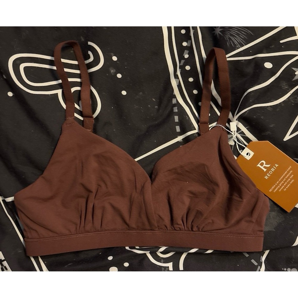 NEW Reoria Super Soft Brown‎ Unpadded Triangle Bralette, XS